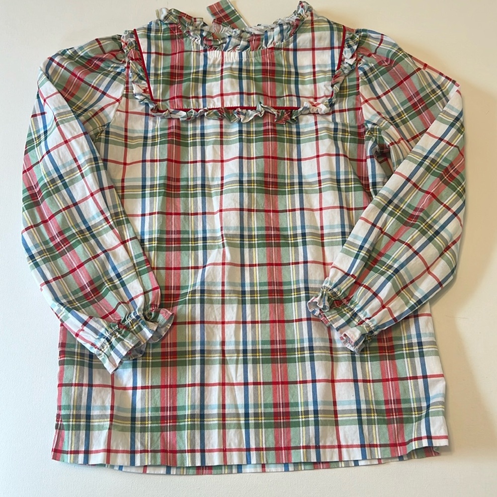 Little English Multicolor Plaid Ruffle Blouse
